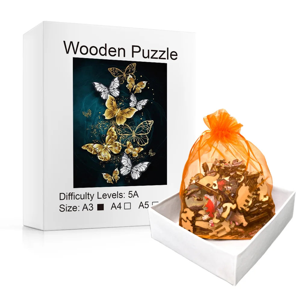 Golden Butterflys - Wooden Jigsaw Puzzle