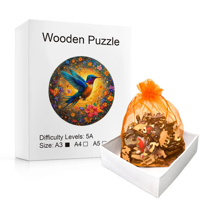 Glowing Hummingbird - Wooden Jigsaw Puzzle