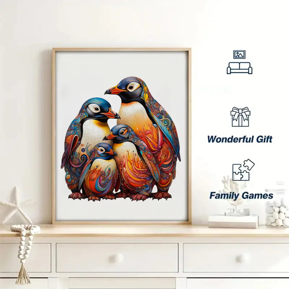 Cuddly Penguin Family - Wooden Jigsaw Puzzle