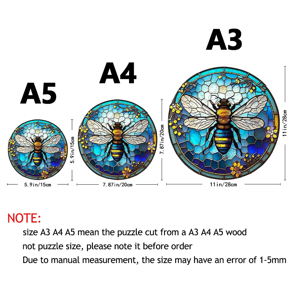 Stained Glass Bee - Wooden Jigsaw Puzzle