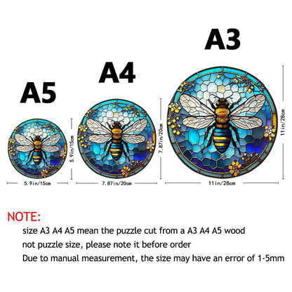 Stained Glass Bee - Wooden Jigsaw Puzzle