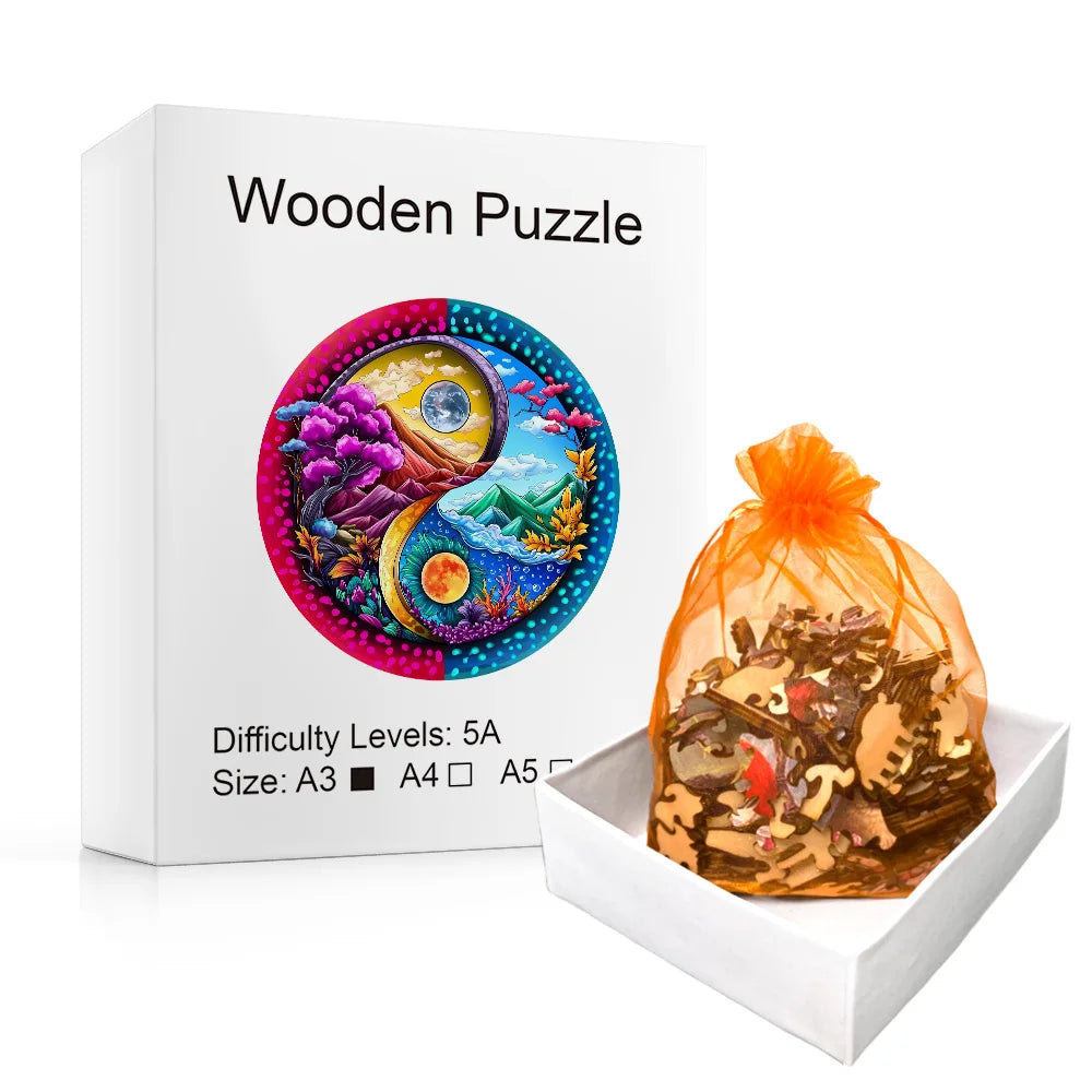 Spring Autumn Ying Yang - Wooden Jigsaw Puzzle