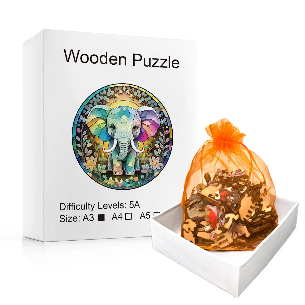 Pastel Baby Elephant - Wooden Jigsaw Puzzle