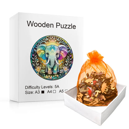 Pastel Baby Elephant - Wooden Jigsaw Puzzle