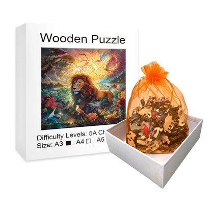 Golden Sunset Lion - Wooden Jigsaw Puzzle