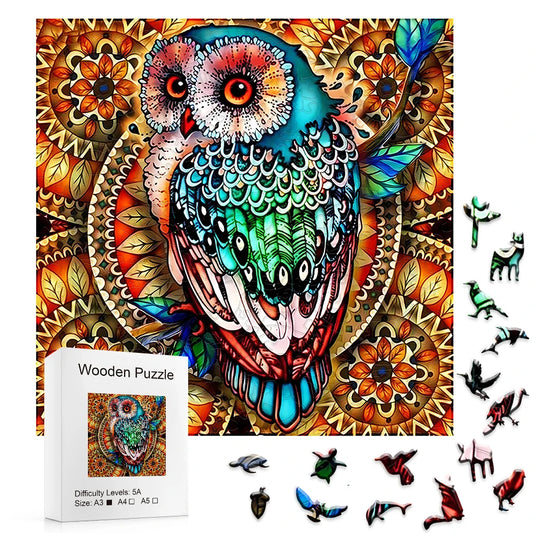 Mandala Owl - Wooden Jigsaw Puzzle