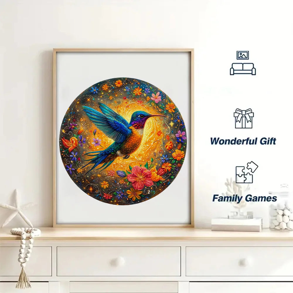 Glowing Hummingbird - Wooden Jigsaw Puzzle