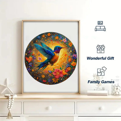 Glowing Hummingbird - Wooden Jigsaw Puzzle