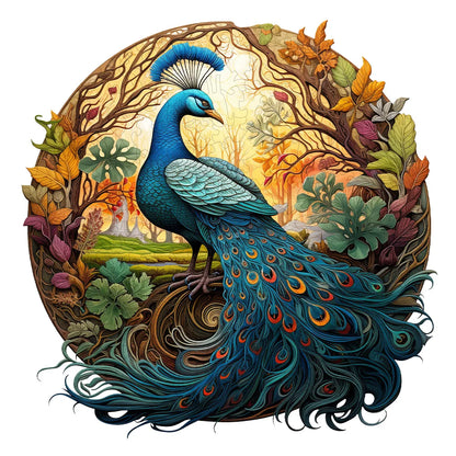 Garden Peacock Disk - Wooden Jigsaw Puzzle