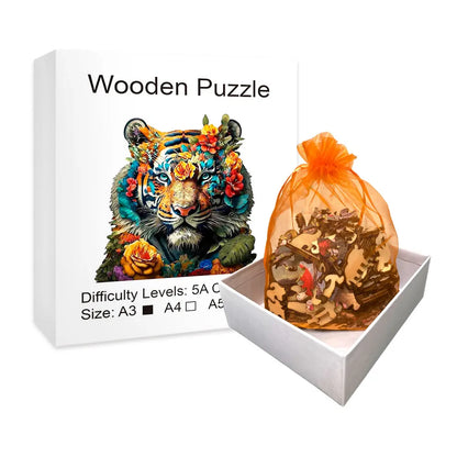 Flower Tiger - Wooden Jigsaw Puzzle