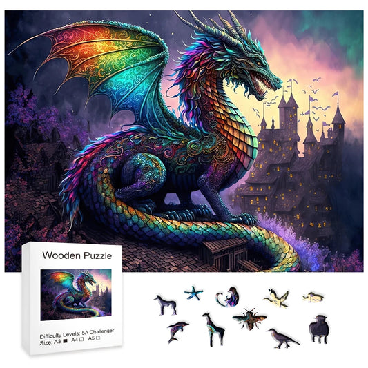 Rainbow Castle Dragon - Wooden Jigsaw Puzzle