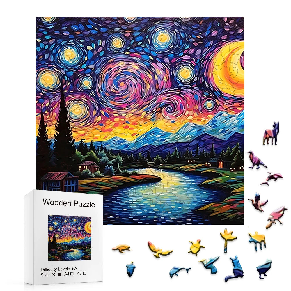 Starry Night - Wooden Jigsaw Puzzle