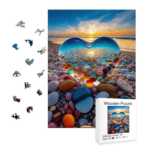 Beach Glass Heart - Wooden Jigsaw Puzzle