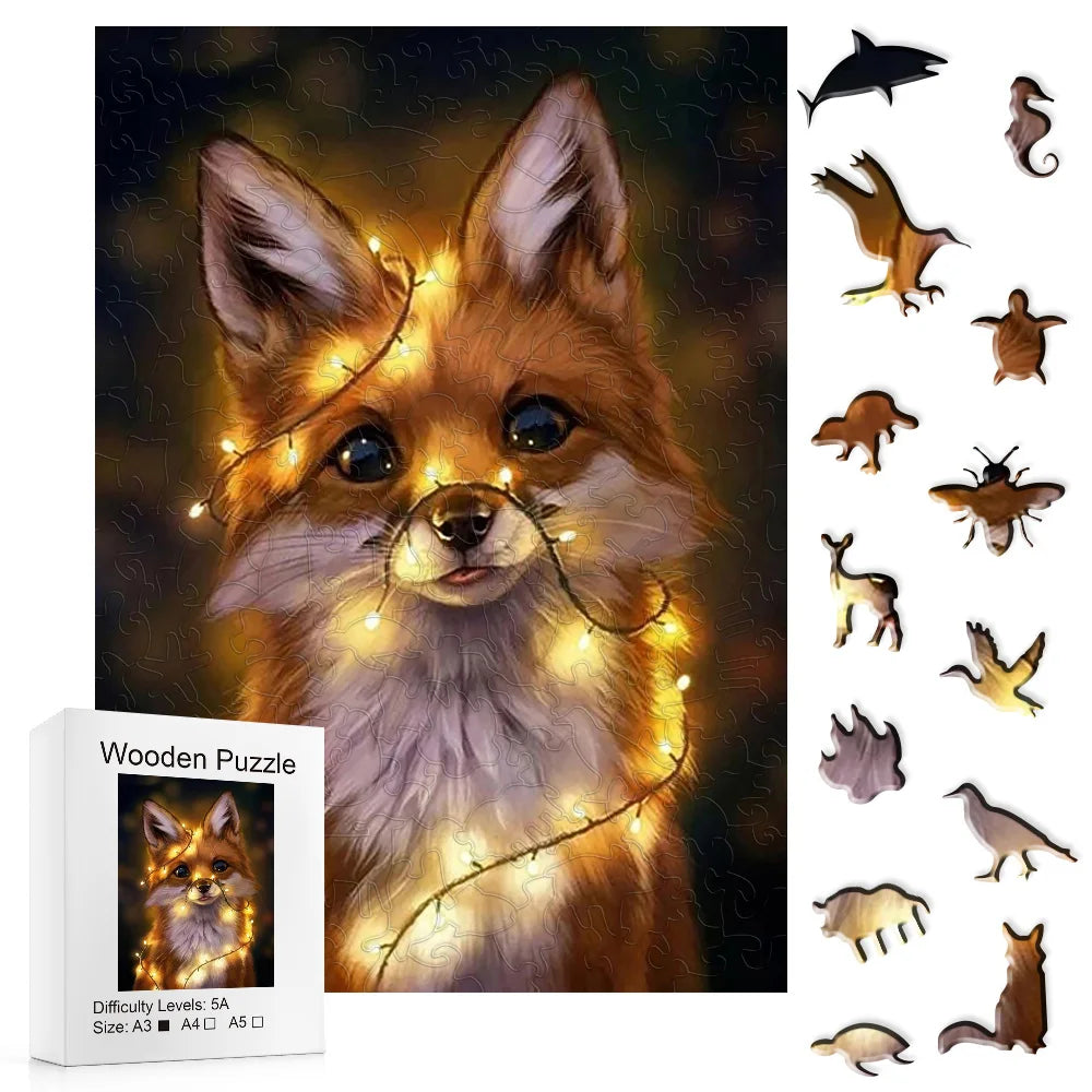 Fox Fairy Lights - Wooden Jigsaw Puzzle