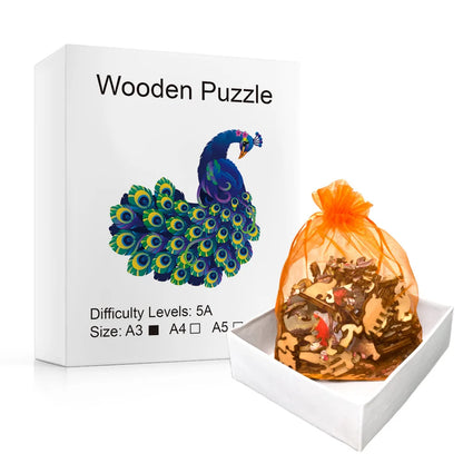 Blooming Peacock - Wooden Jigsaw Puzzle