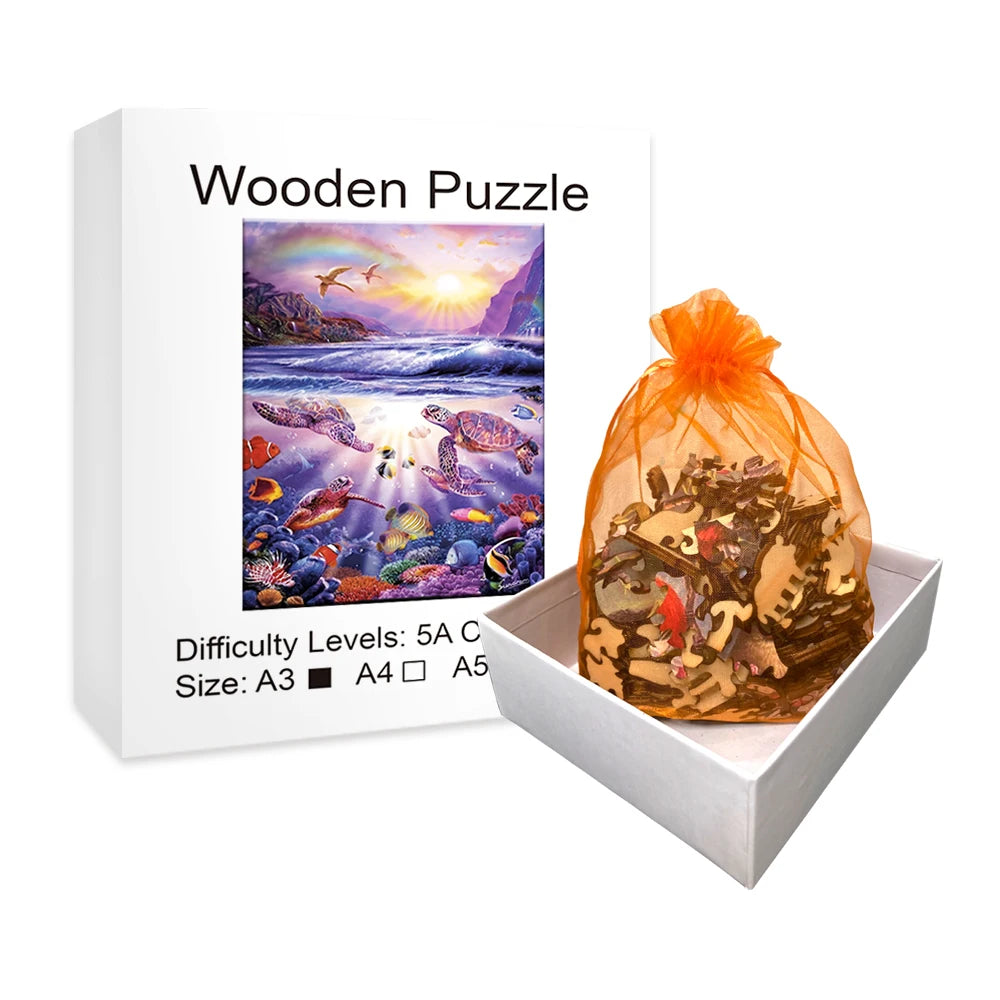 Seascape Turtles - Wooden Jigsaw Puzzle