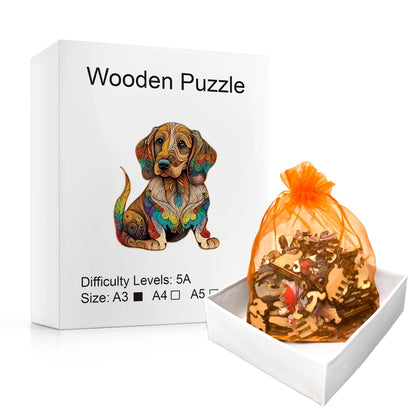 Cute Dachshund Dog - Wooden Jigsaw Puzzle