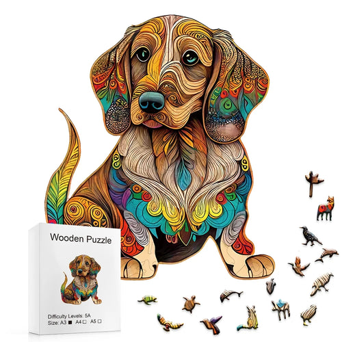 Cute Dachshund Dog - Wooden Jigsaw Puzzle