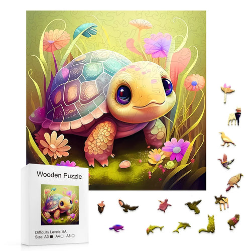 Pastel Turtle - Wooden Jigsaw Puzzle