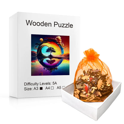 Rainbow Lake Yin Yang - Wooden Jigsaw Puzzle