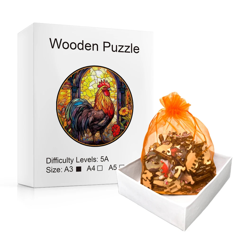 Stained Glass Rooser - Wooden Jigsaw Puzzle