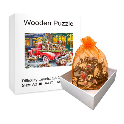 Christmas Puppy Truck - Wooden Jigsaw Puzzle