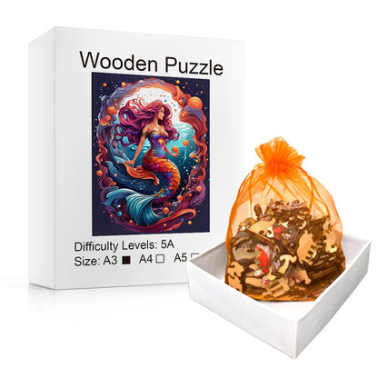 Dreamy Mermaid Splash - Wooden Jigsaw Puzzle