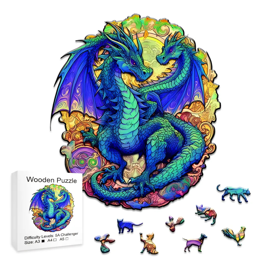 Ultraviolet Dragons - Wooden Jigsaw Puzzle