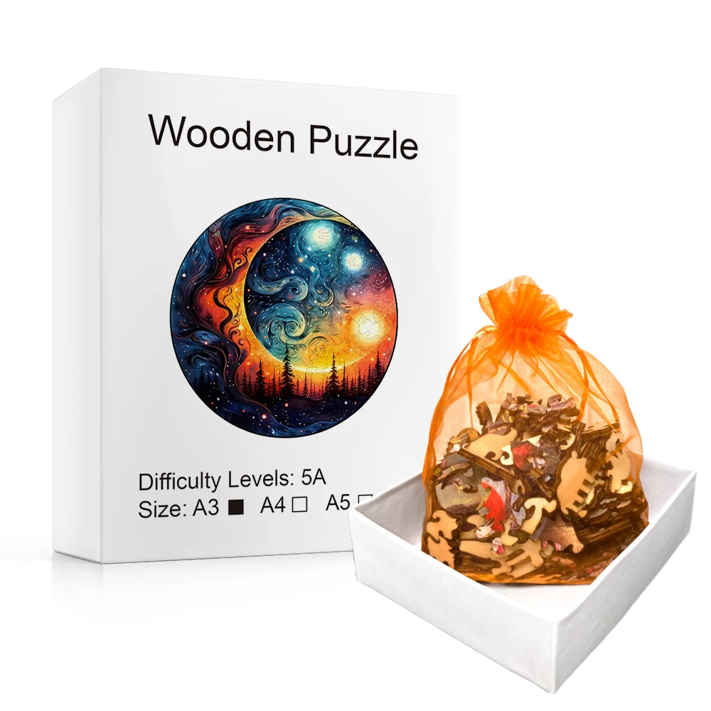 Starry Moon Forest - Wooden Jigsaw Puzzle