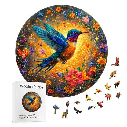 Glowing Hummingbird - Wooden Jigsaw Puzzle