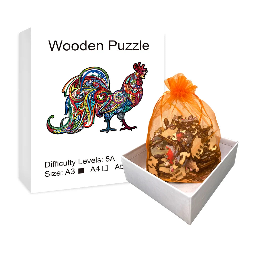 Colroful Rooser - Wooden Jigsaw Puzzle