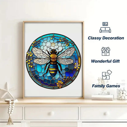 Stained Glass Bee - Wooden Jigsaw Puzzle