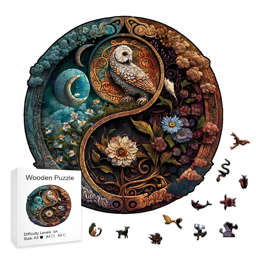 Unique Owl Under The Moon - Wooden Jigsaw Puzzle