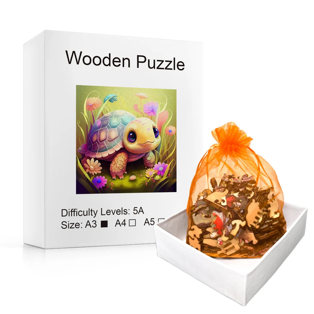 Pastel Turtle - Wooden Jigsaw Puzzle