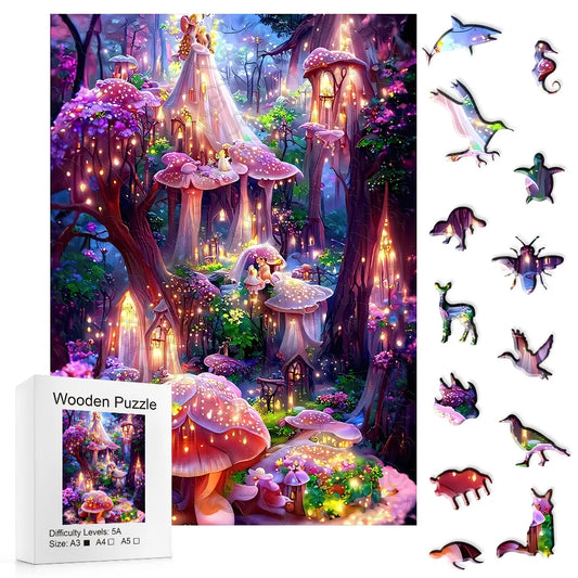 Pink Fairy Forest - Wooden Jigsaw Puzzle