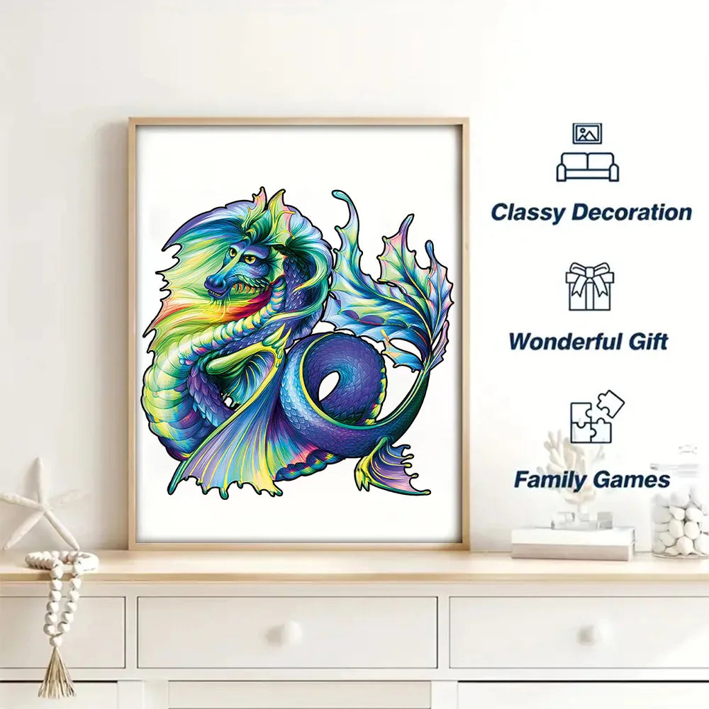 Blue Sea Dragon - Wooden Jigsaw Puzzle