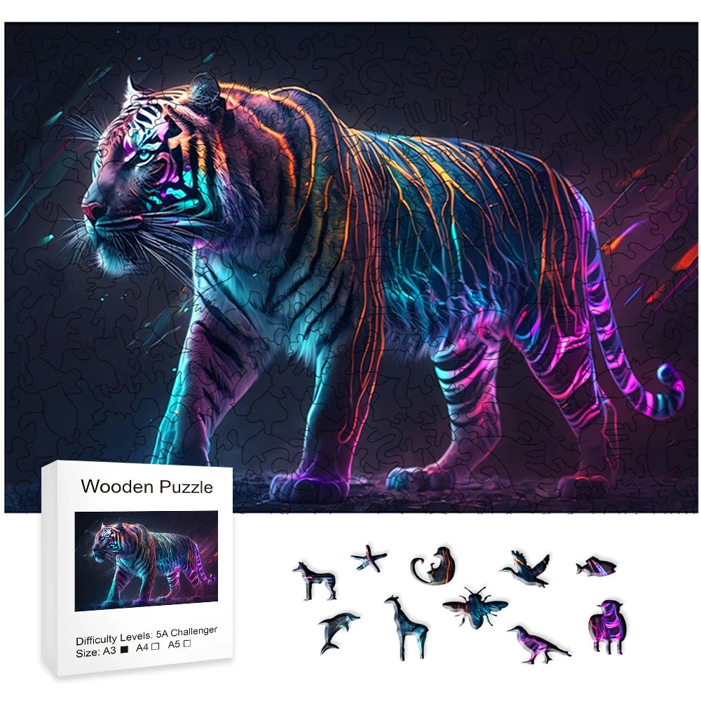 Tiger Blue - Wooden Jigsaw Puzzle