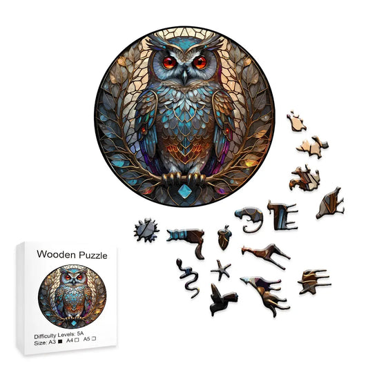 Stained Glass Owl - Wooden Jigsaw Puzzle