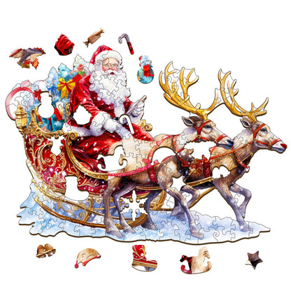 Santa Claus and Rudolph - Wooden Jigsaw Puzzle