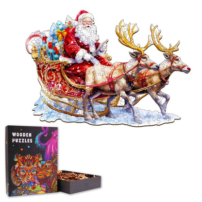 Santa Claus and Rudolph - Wooden Jigsaw Puzzle