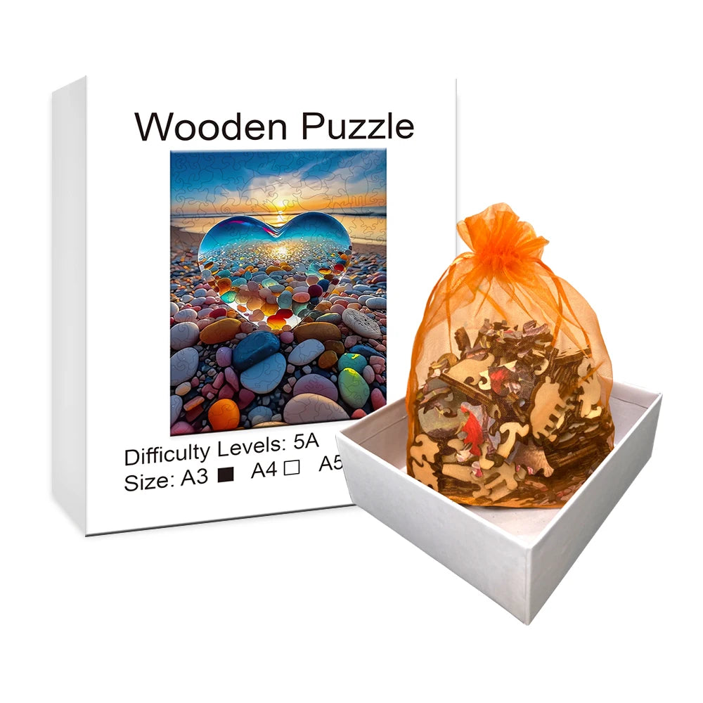 Beach Glass Heart - Wooden Jigsaw Puzzle