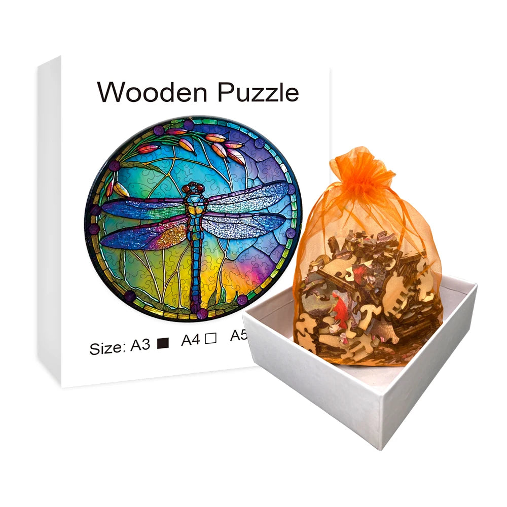 Cool Window Dragonfly - Wooden Jigsaw Puzzle