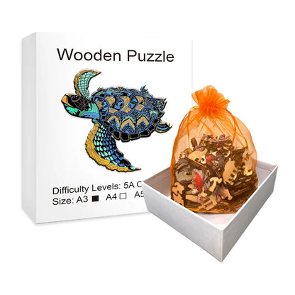 Beautiful Swimming Turtle - Wooden Jigsaw Puzzle