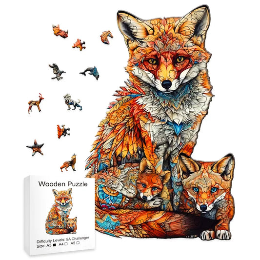 Fox Family - Wooden Jigsaw Puzzle