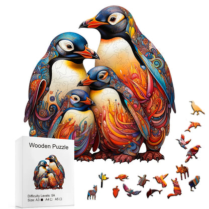 Cuddly Penguin Family - Wooden Jigsaw Puzzle