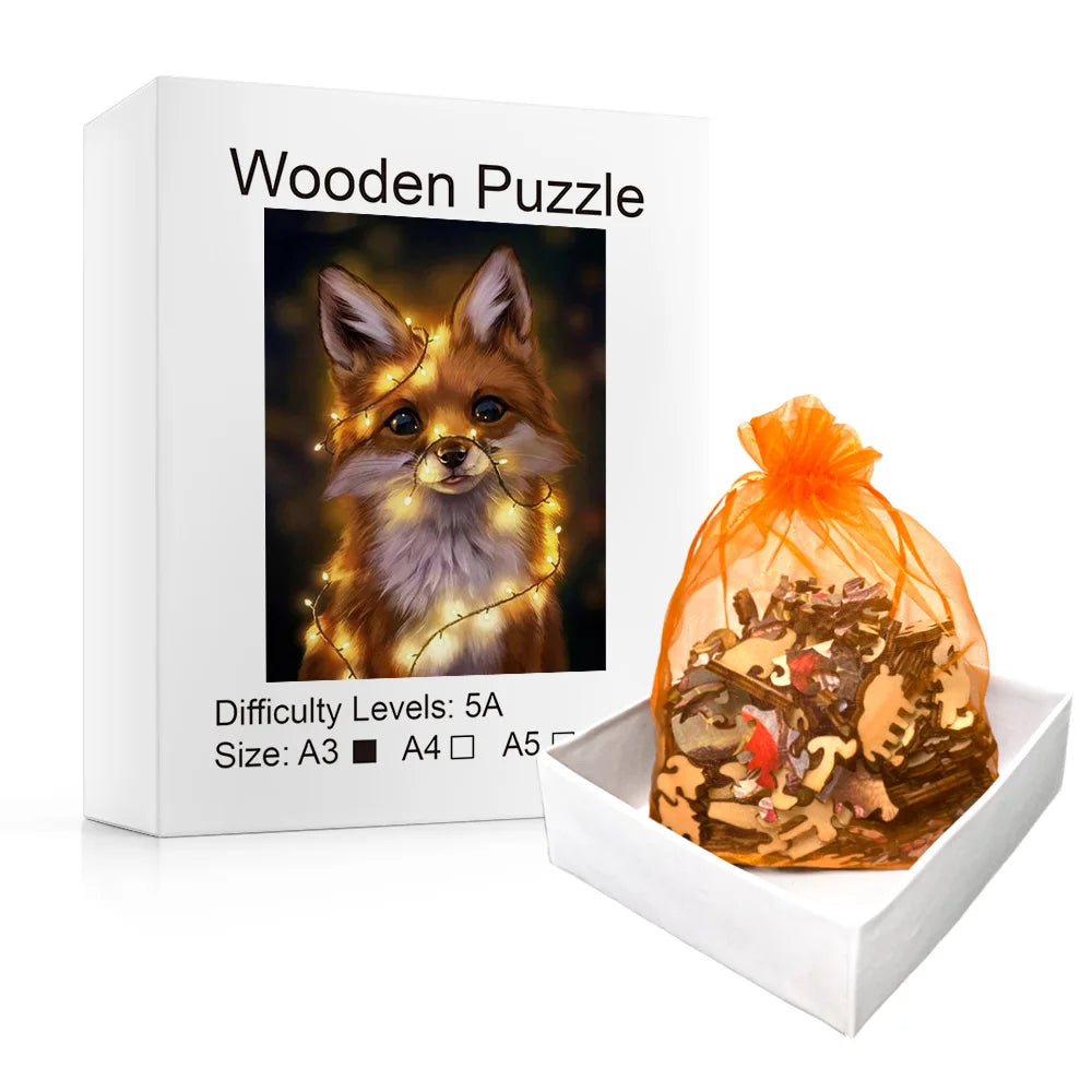 Fox Fairy Lights - Wooden Jigsaw Puzzle