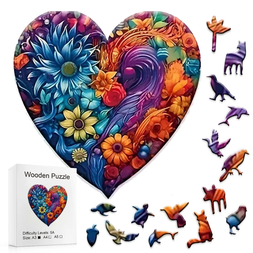 Blooming Heart - Wooden Jigsaw Puzzle