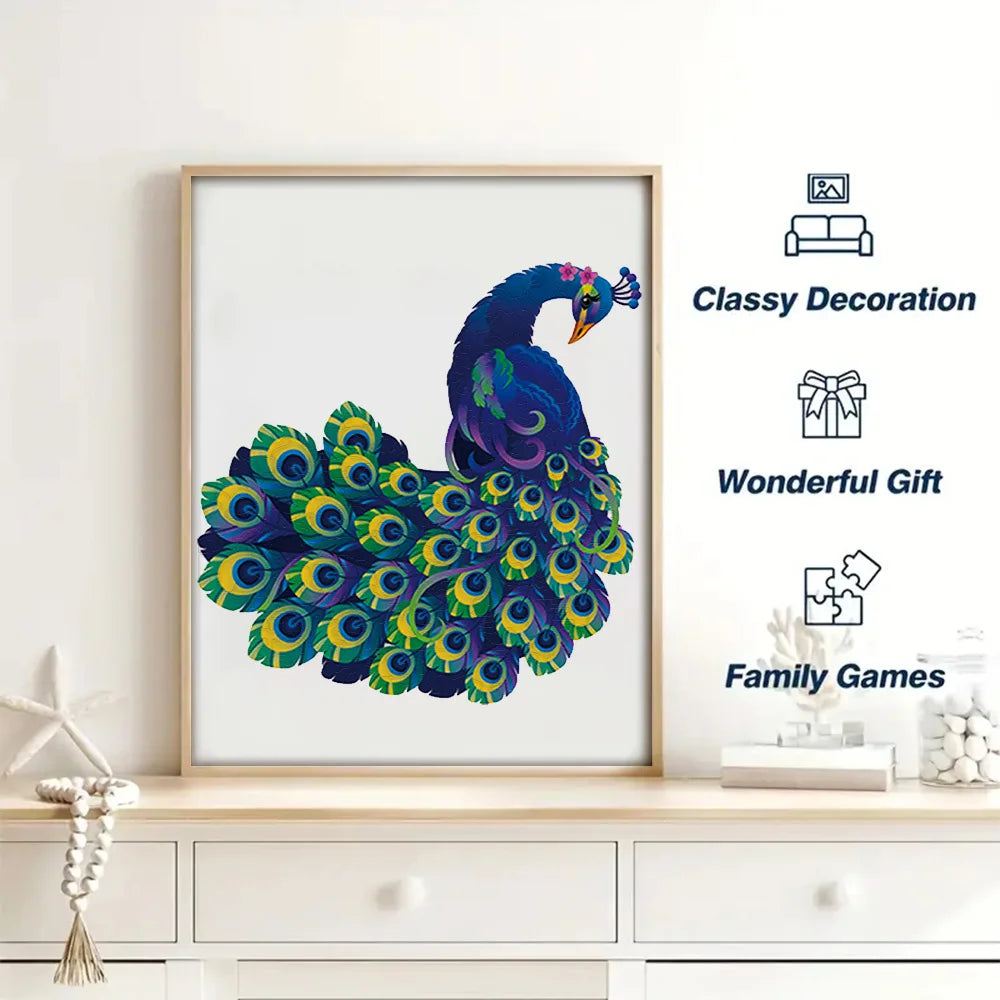 Blooming Peacock - Wooden Jigsaw Puzzle