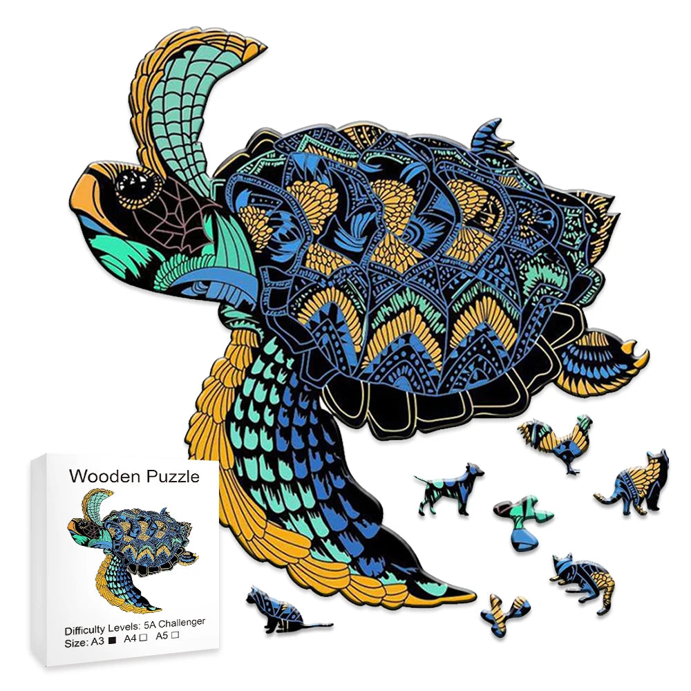 Beautiful Swimming Turtle - Wooden Jigsaw Puzzle