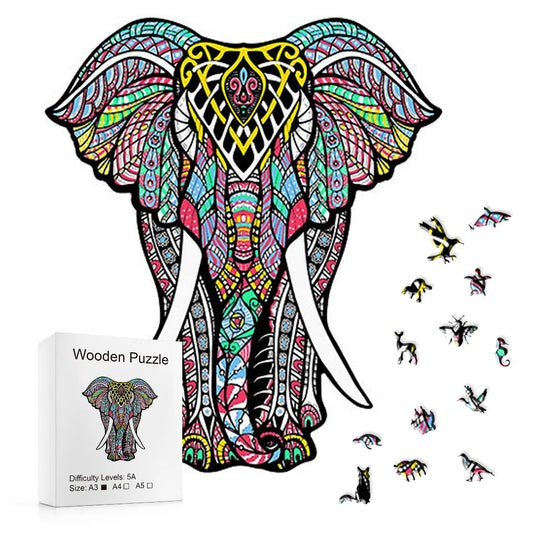 Colorful Elephant - Wooden Jigsaw Puzzle